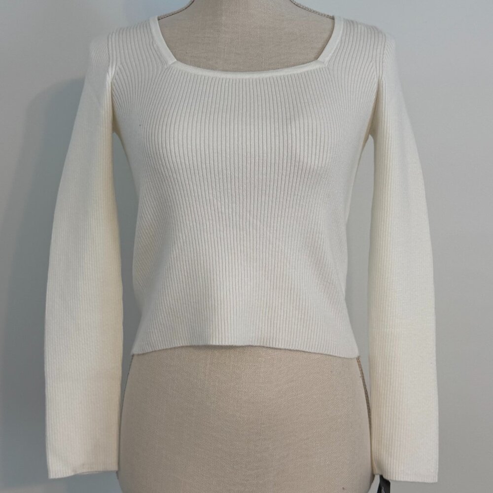 Girls Large 10/12 White/Cream Long Sleeve Ribbed Knit Sweater by Art Class